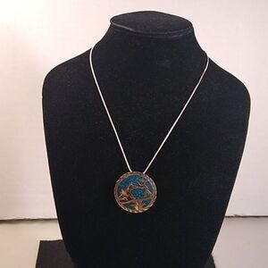 Indigenous Mexico Man & Donkey Silver Brooch w/925 Silver Necklace